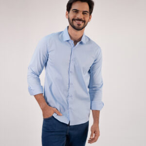 Camisa Social Reron Azul Clara e Calça Jeans Azul