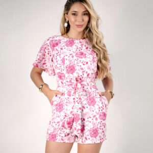 Macaquinho com Estampa Floral com Amarração na Cintura Youth